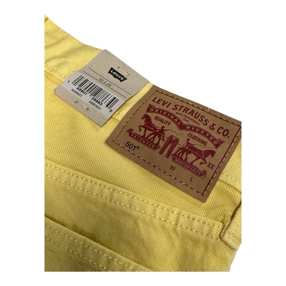 NWT Levi's 501 Women's Jeans 30x26 High-Rise Cropped Straight Button Fly Yellow - Picture 9 of 10